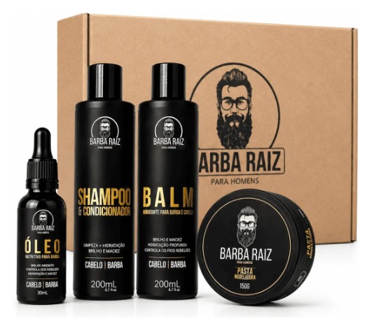 Kit Barba Óleo Shampoo + Condicionador Balm Pasta Modeladora